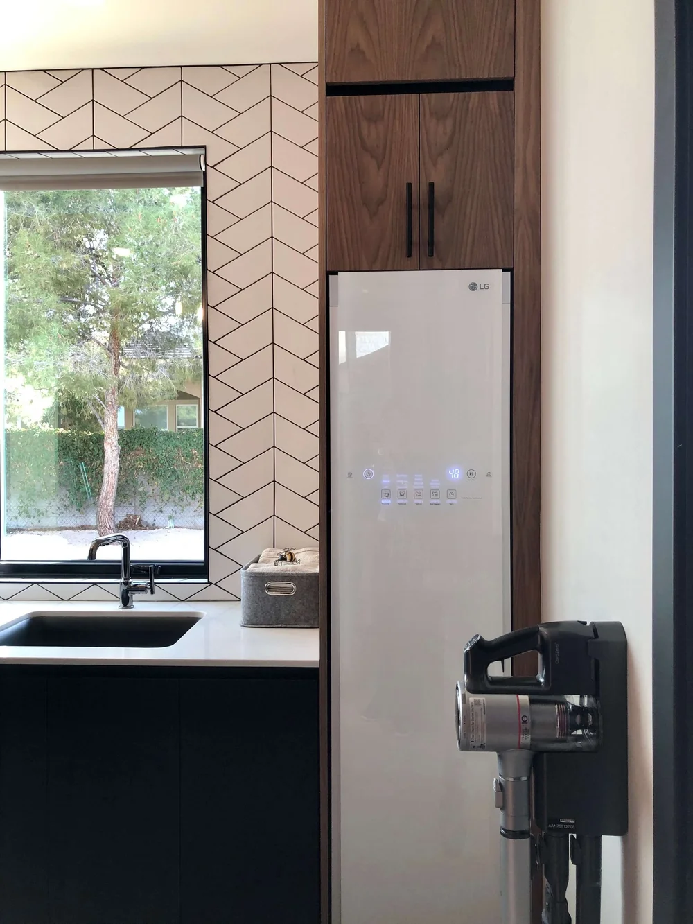 The LG Styler built in the laundry room of The New American Remodel. TNAR | #remodeling #remodel #laundryroom