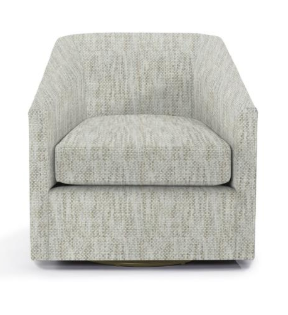 The Bruno swivel chair from Fabricut is tailored and trim.