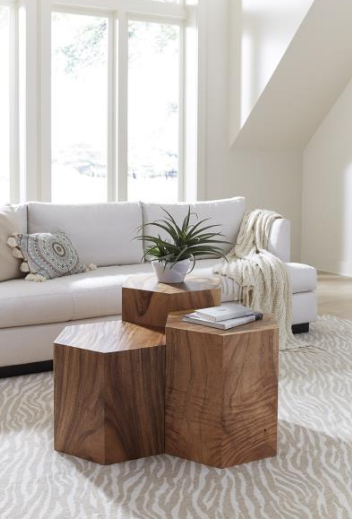 Honeycomb side tables from Phillips Collection can fit into any style and room, comfortably.
