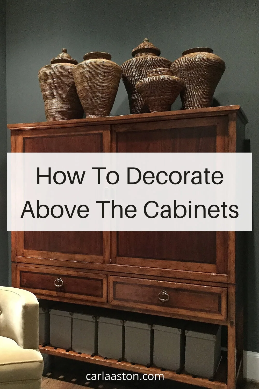 How to decorate the back of a bookcase + easy shelf liners for the kitchen  cabinets - Green With Decor