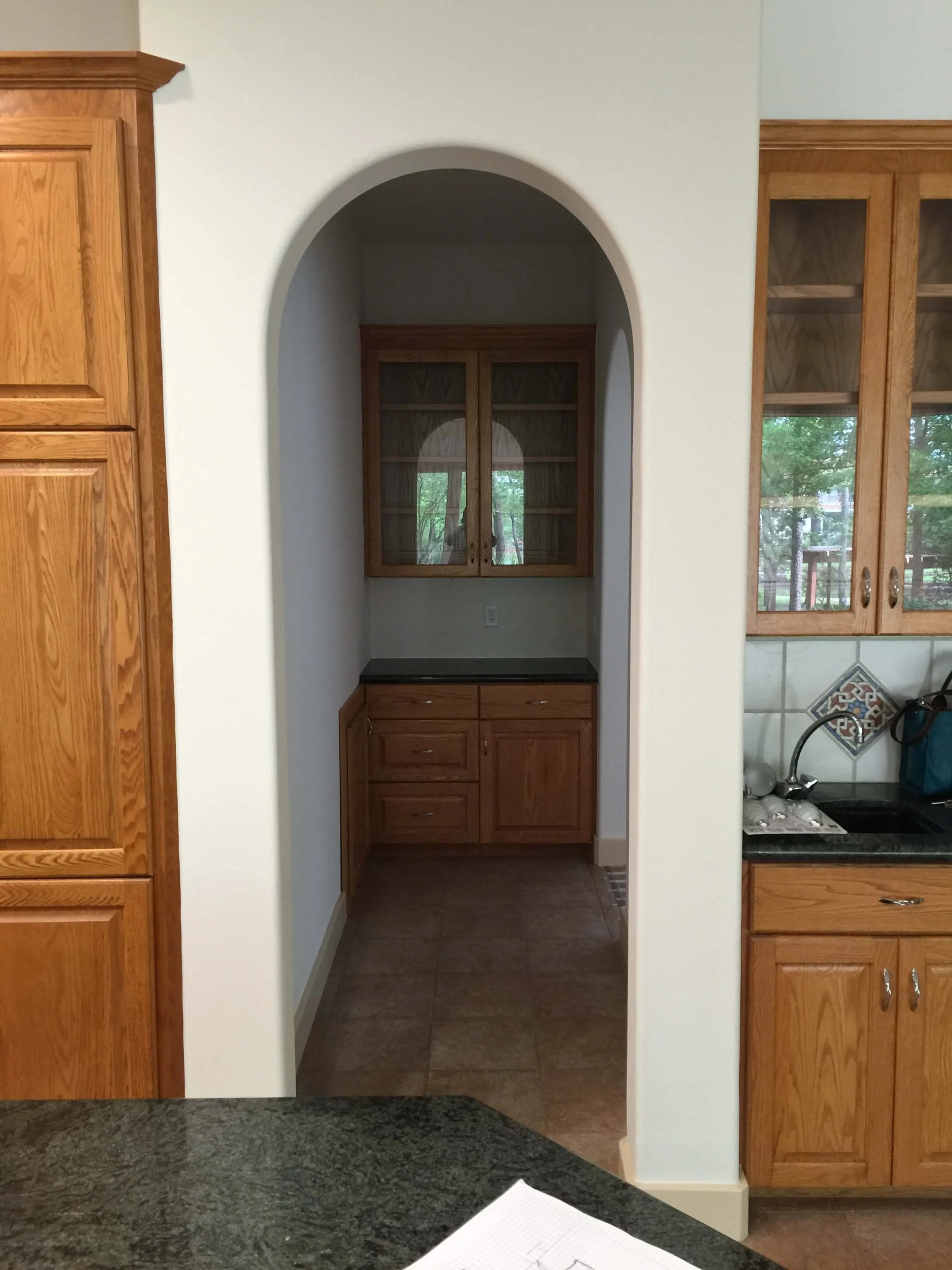We enclosed this butler’s pantry to build a new pantry closet since we opened up the adjacent wall more to the dining room. There was no need for this little hall to the dining room anymore.