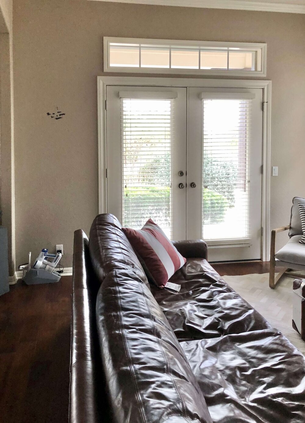 BEFORE  - These 6’-8” French doors with a transom got an upgrade.  carlaaston.com