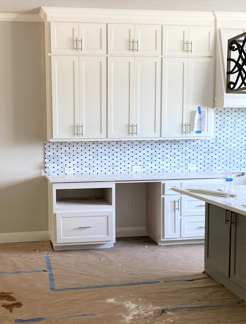 tile backsplash hanging in midair