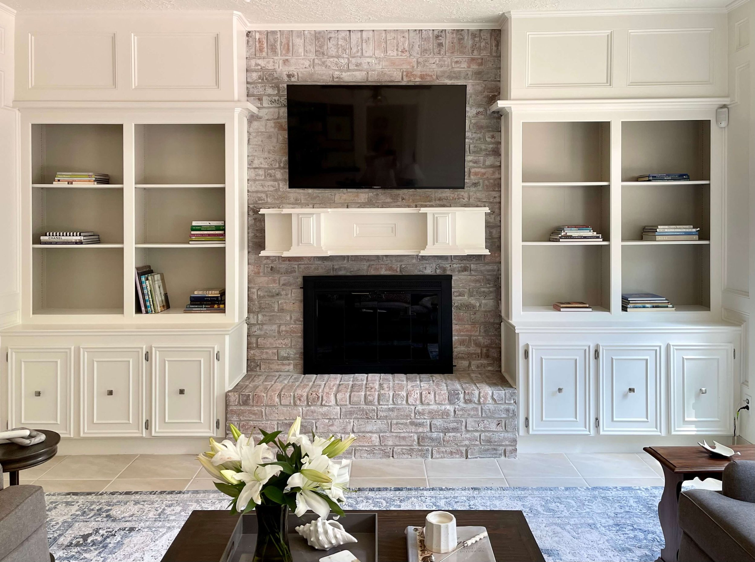 how to decorate your fireplace wall built-in bookshelves — designed
