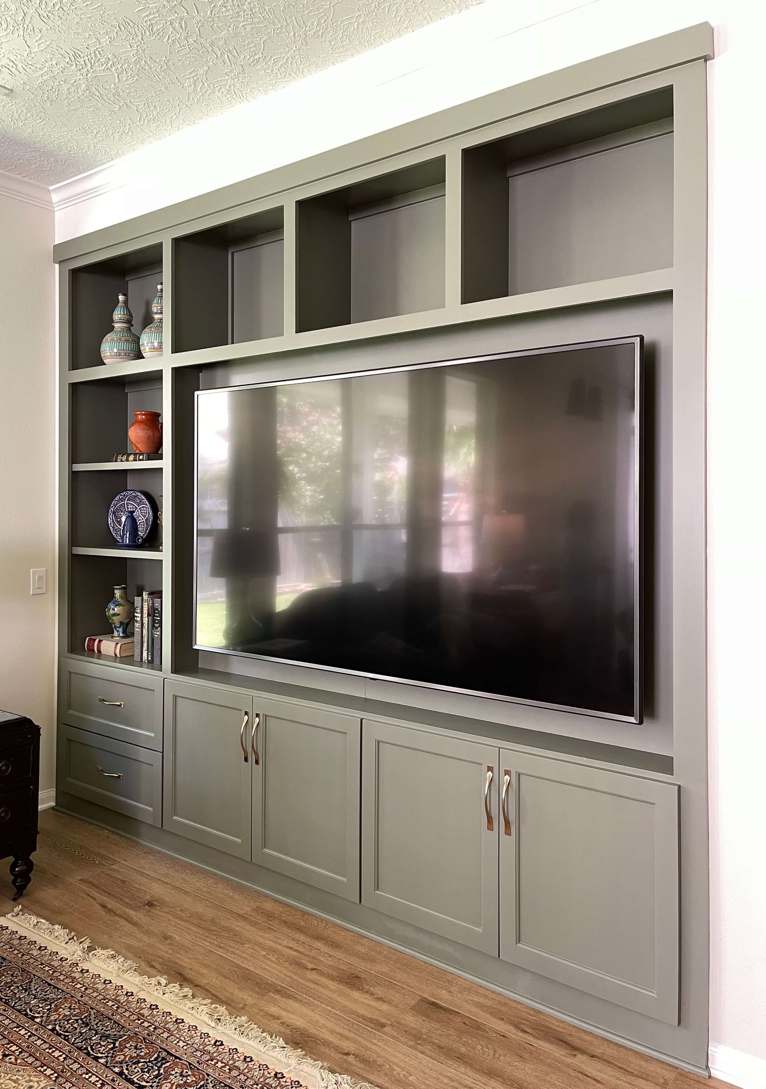 BEFORE AND AFTER - How To Update Your Deep Cabinetry To House A Big Flat  Screen TV — DESIGNED