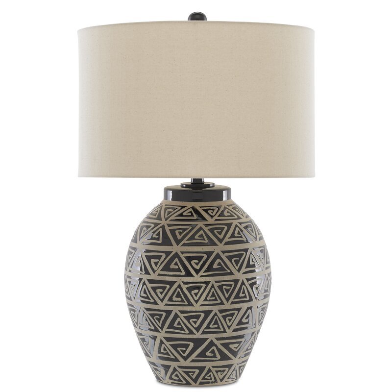 patterned black and white table lamp