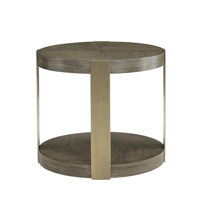 round wood and brass end table