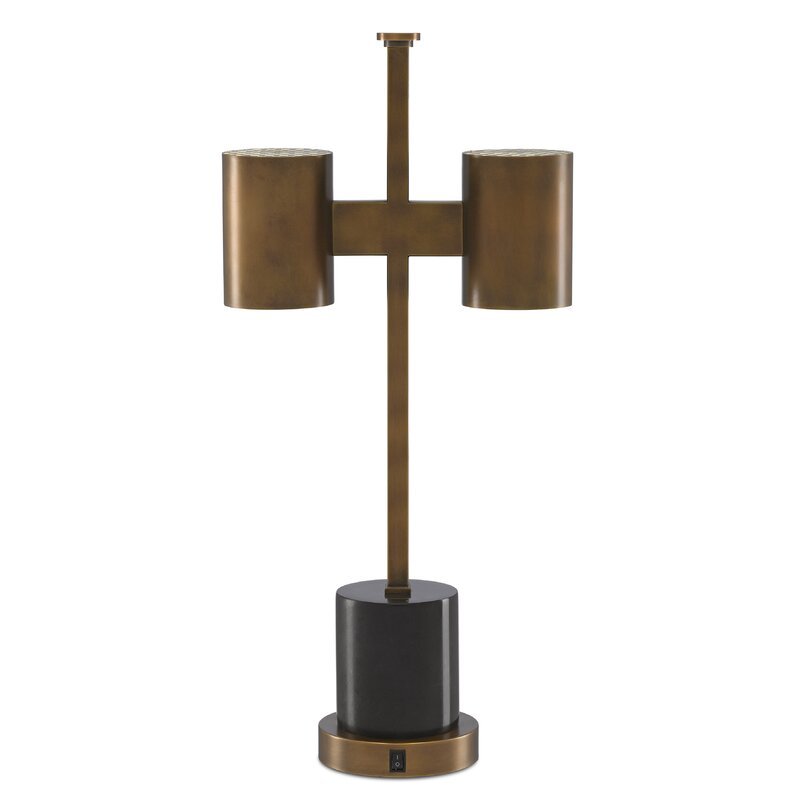 antique brass and black table lamp for console