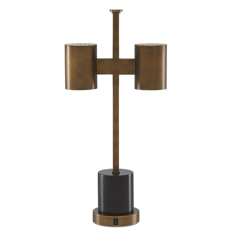 antique brass and black table lamp for console