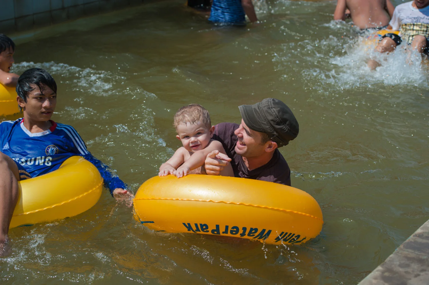 Caleb and I at the Phnom Penh Water Park. ( Photo courtesy: Eric Hanson )