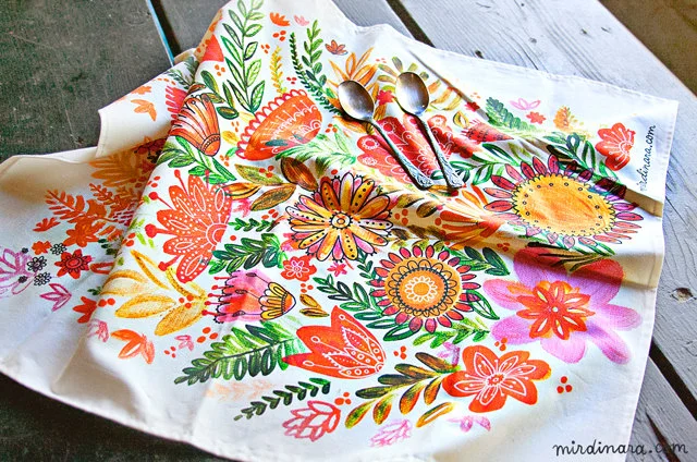 A beautiful tea towel by Dinara Mirtalipova.