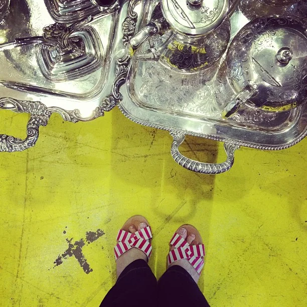 I'm willing to suffer new shoe discomforts for a glimpse downward at my new striped sandals.