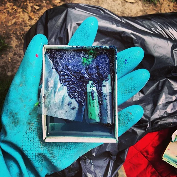 Blue green chalk sludge. If had more time, this wouldn't have been something interesting to explore.