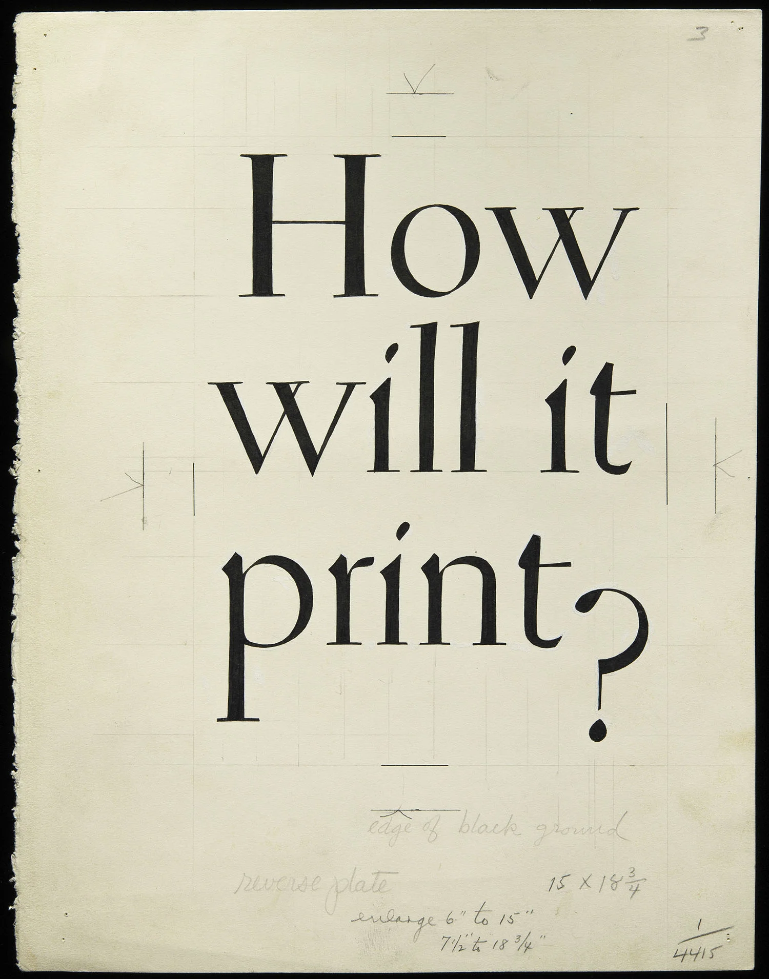 JUNE For the month of June: William Addison Dwiggins, original lettering for brochure cover, Warren’s Paper, circa 1930, 20 x 25.7 cm