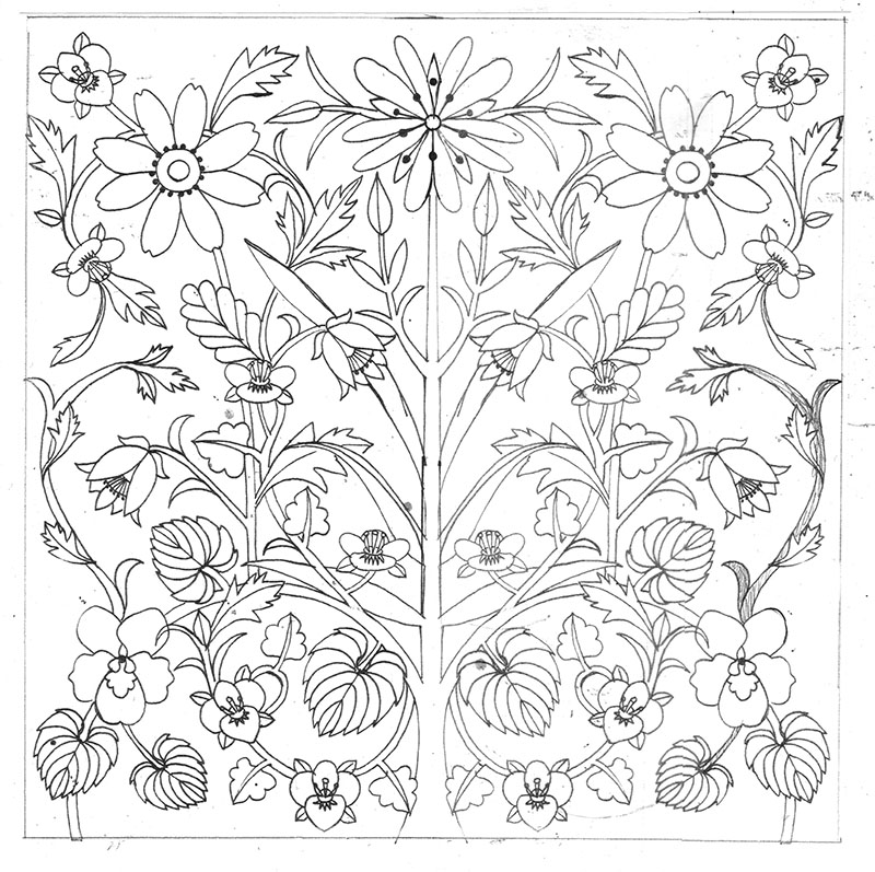 I started with a line drawing which I then divided in half and flipped vertically. 