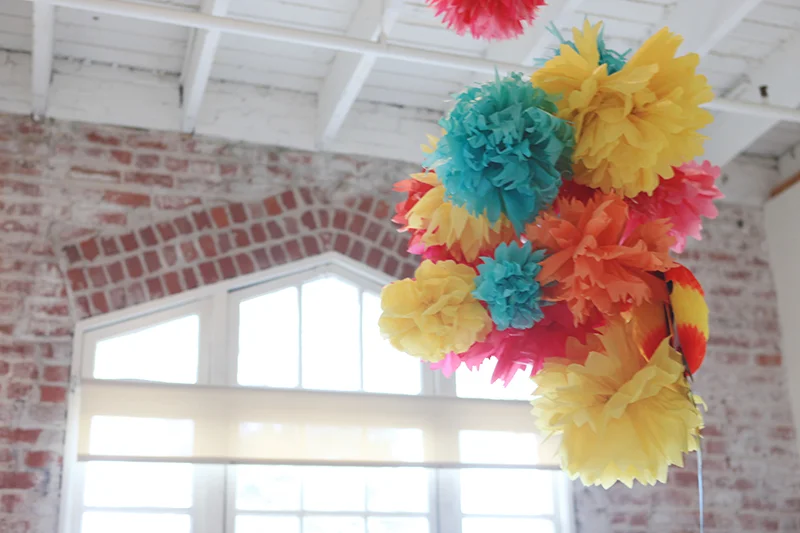Their office has lots of fun handmade touches, like these tissue paper decorations.