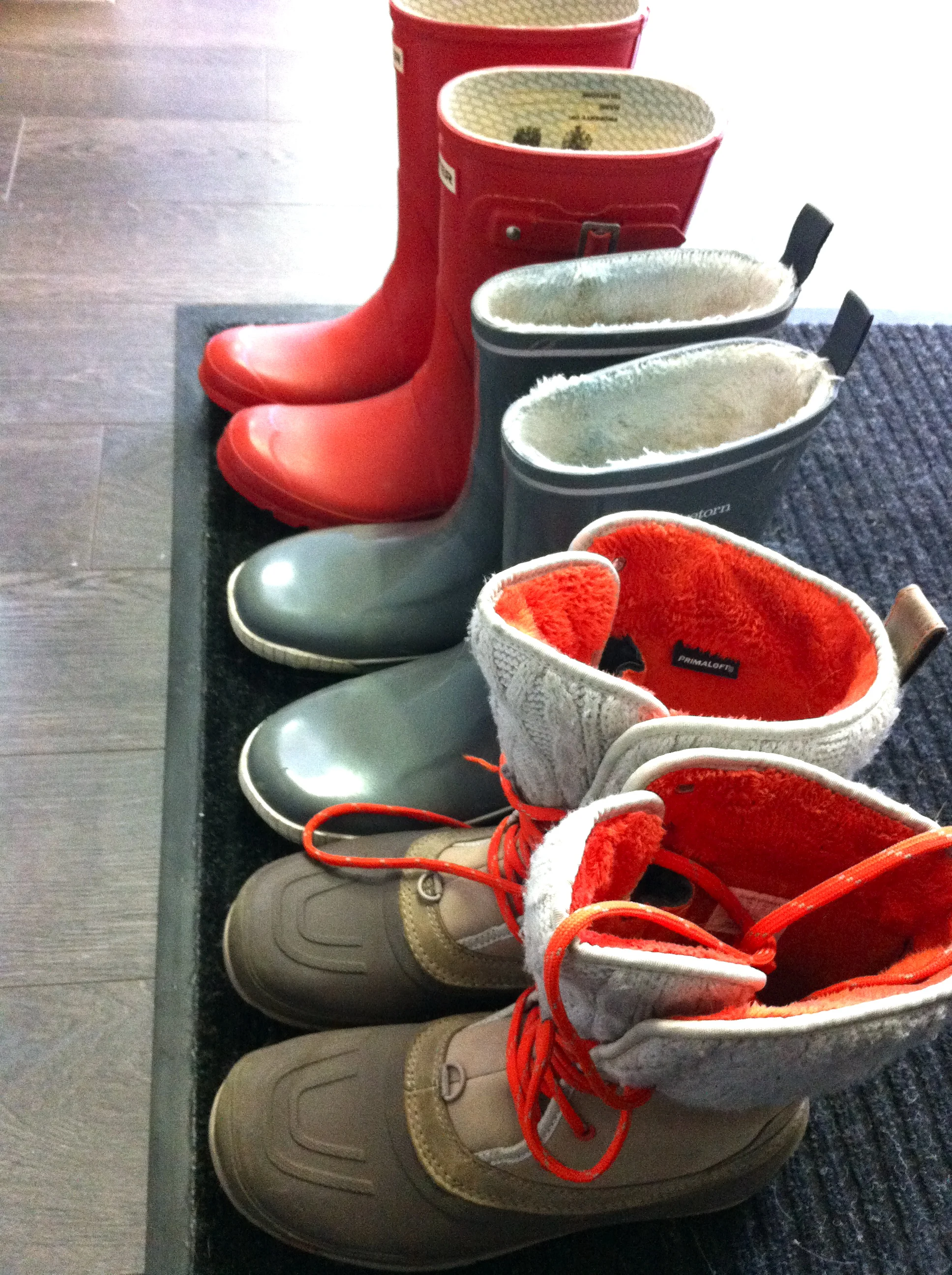 Serendipitously our boots match.