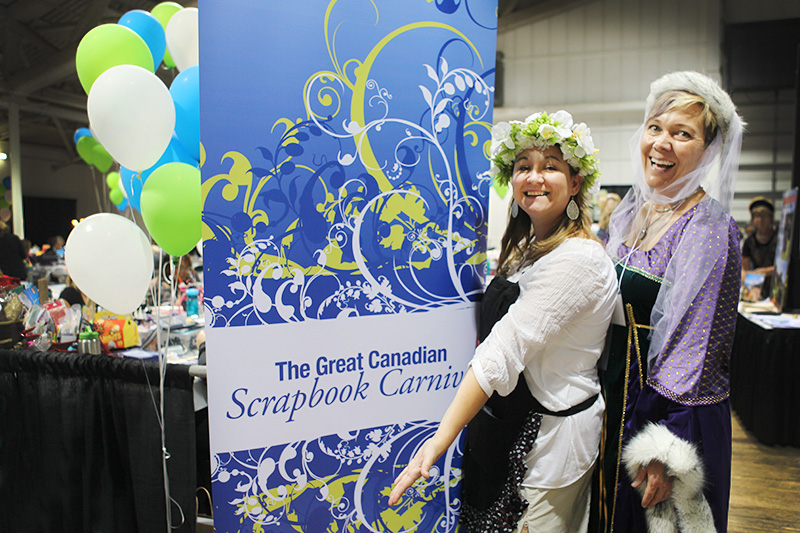 Jackie Ludlage , Canadian Scrapbooker co-founder and editor-in-chief strikes a pose with Katharina.