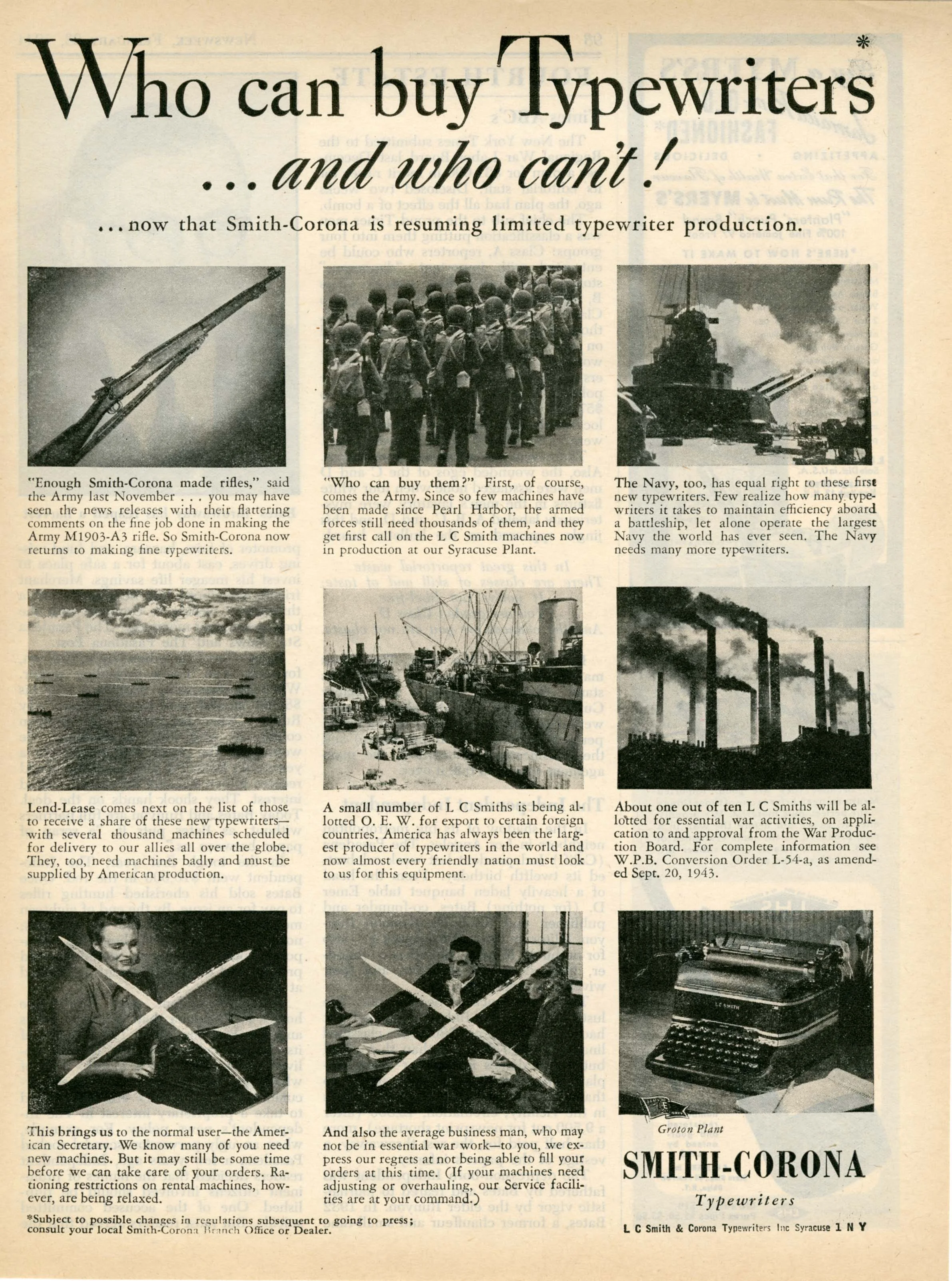 Limited wartime typewriter production.