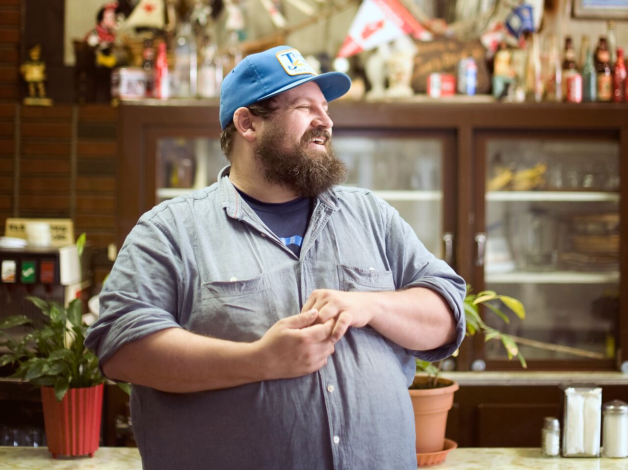 Aaron Draplin photographed by Heather Saitz in the Lion's Den, Calgary 2012