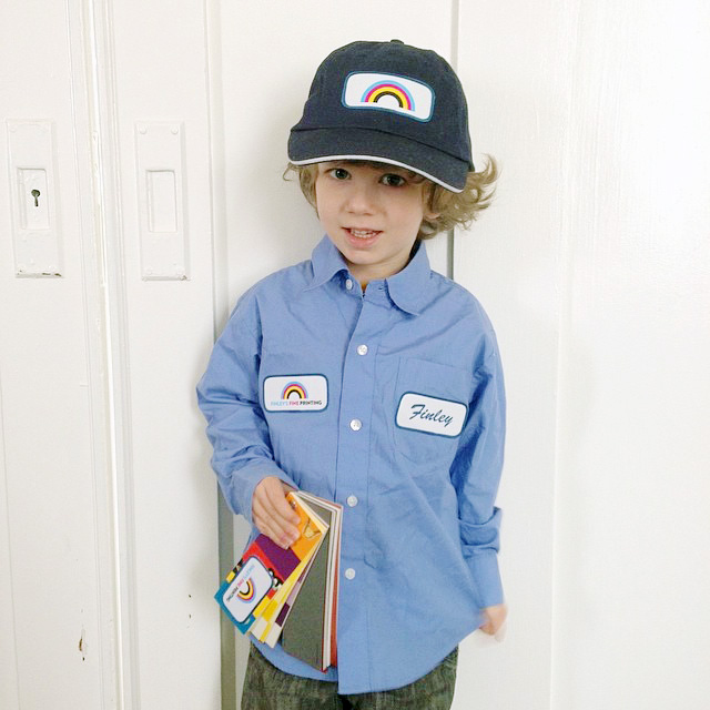 for preschool career dress-up day, he went as a "printer man". oh, the cuteness!