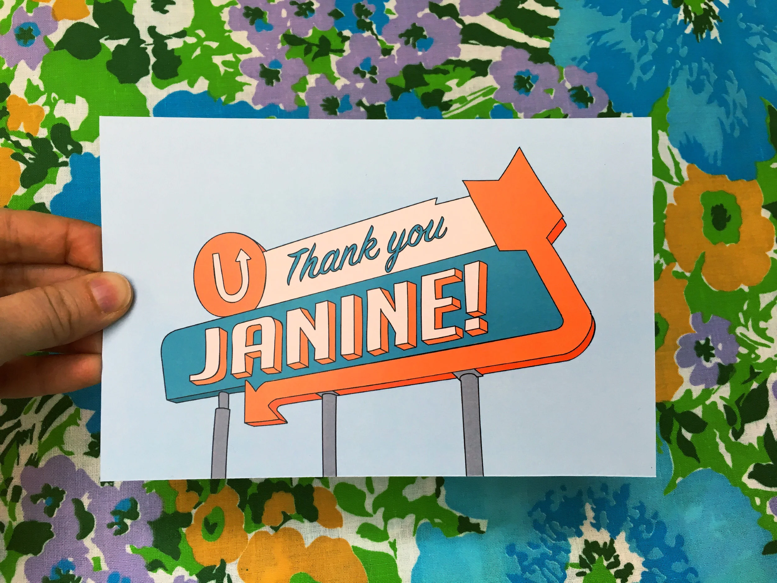 Catrina sent me this lovely thank you note in the mail, a customized drawing of a vintage sign! Thanks, Catrina!