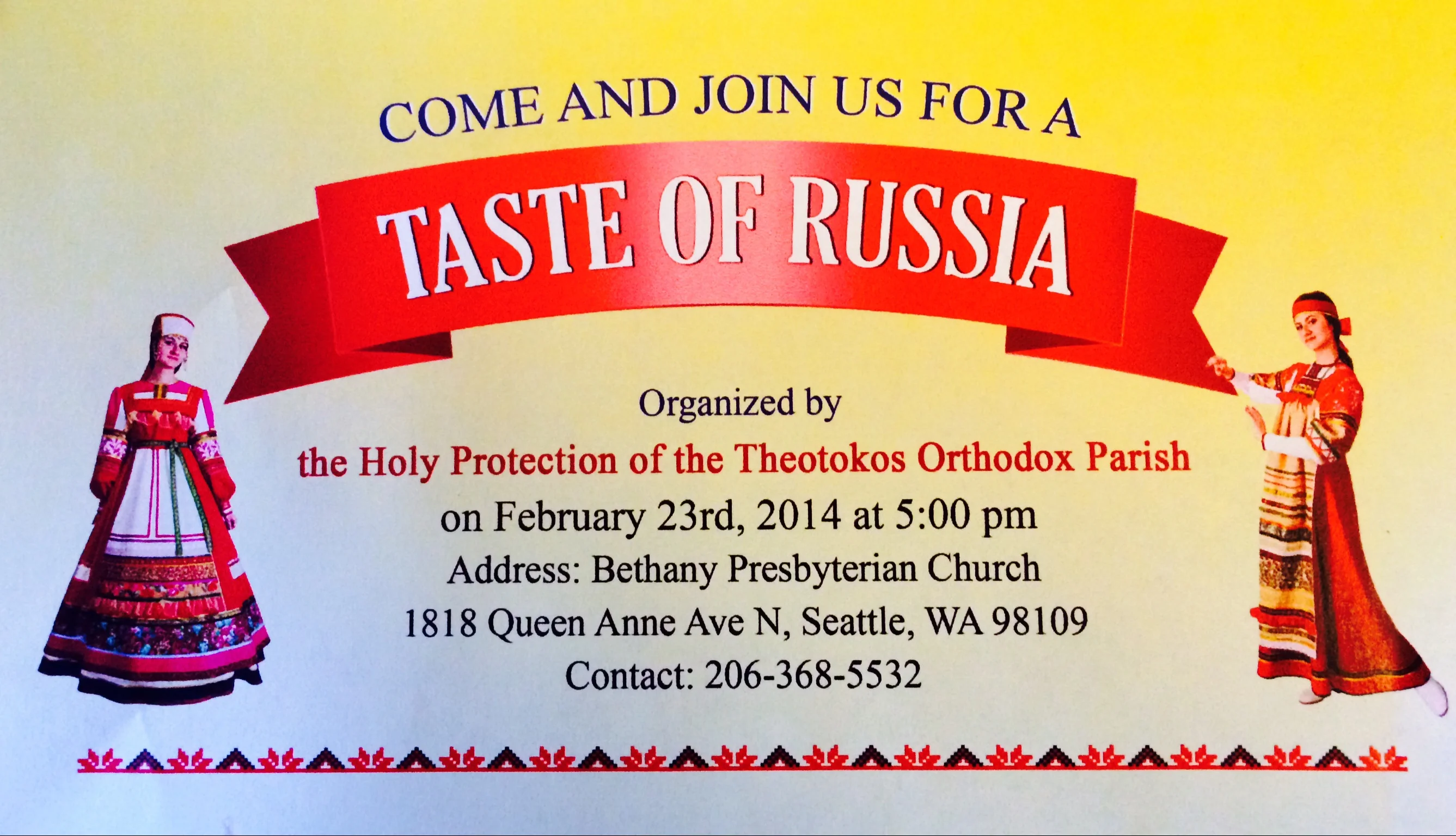 2/23: Taste of Russia @ Bethany PC