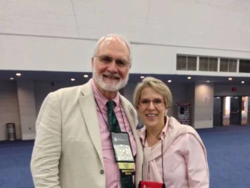 Dennis Hughes with the author, who were ‘in the pink’ at the 221st General Assembly (2014). (Photo provided)