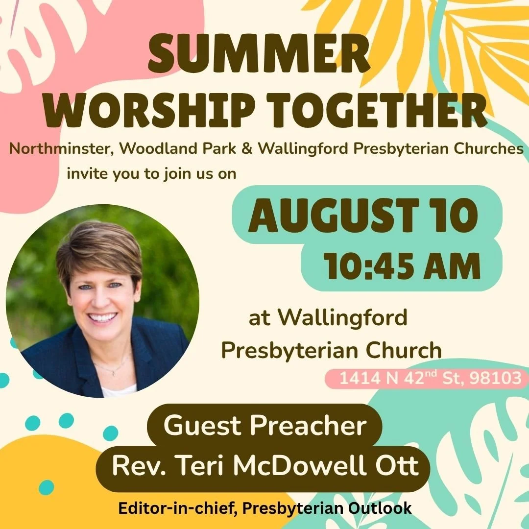 Summer worship together featuring guest preacher Rev. Teri McDowell Ott