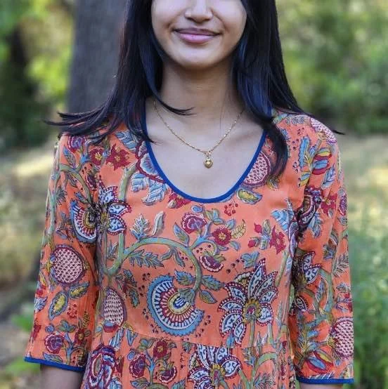 floral orange dress scoop neck.jpg