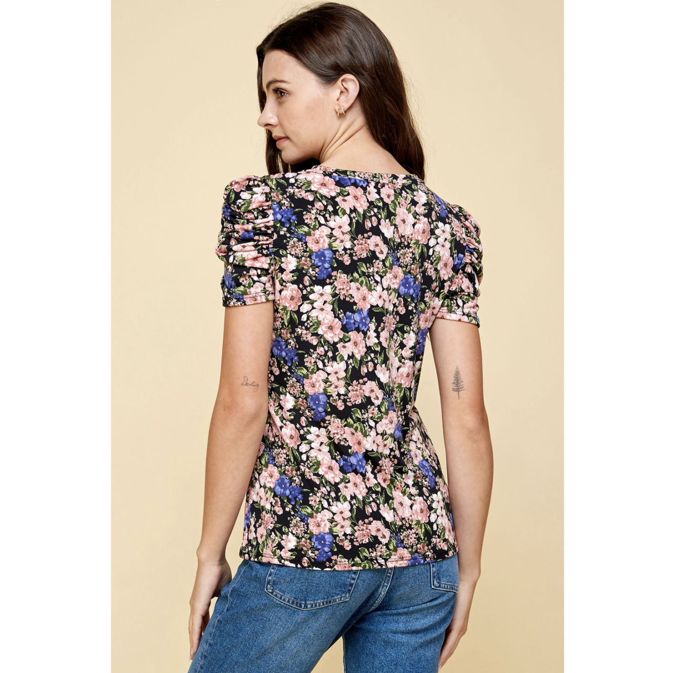 ruched sleeve top