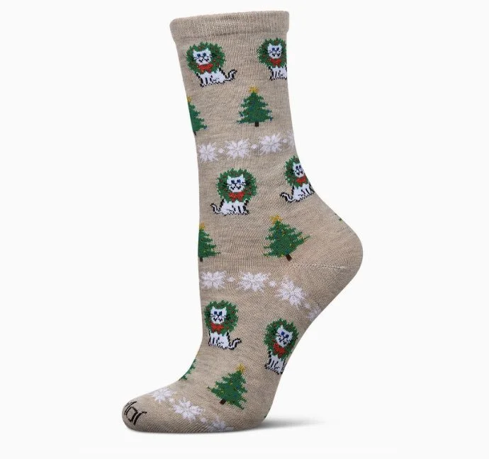 christmas cat socks grey green.jpg