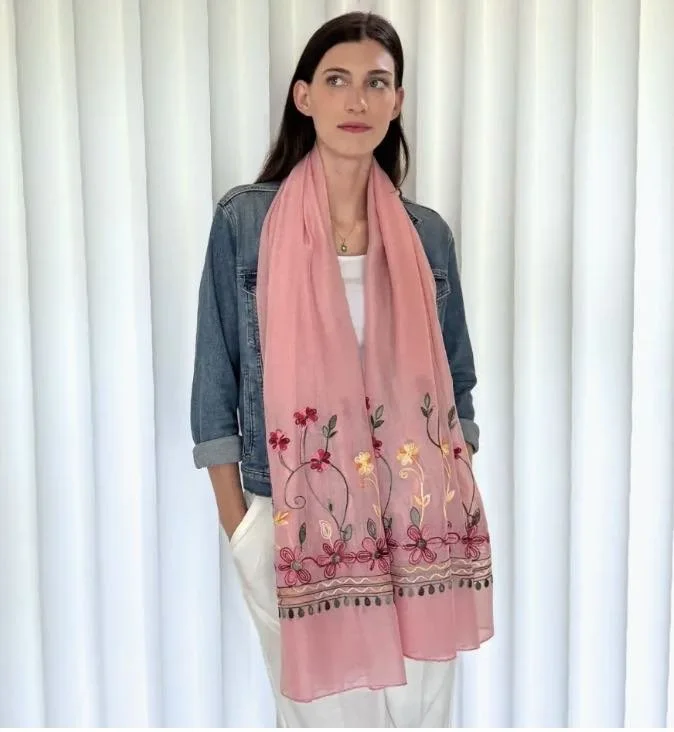 pink embroidered scarf model.jpg