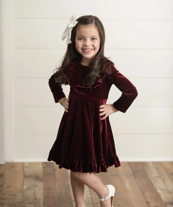 velvet wine dress girls.jpg