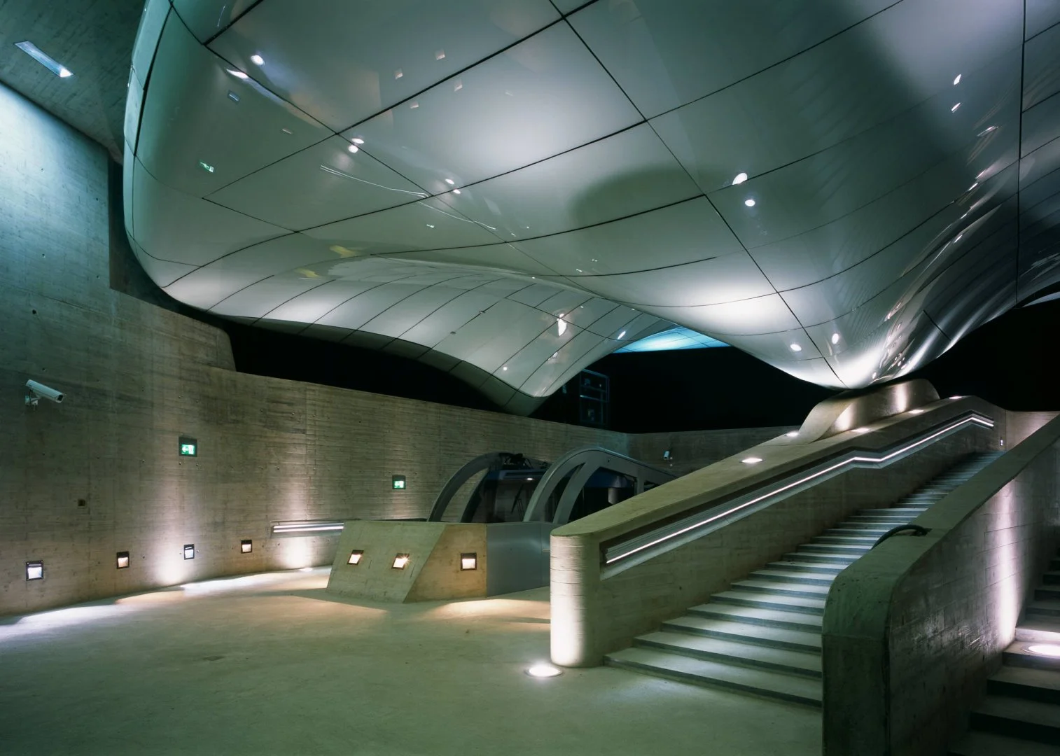 Nordpark Railway Station interior by Zaha Hadid. Photo via www.zaha-hadid.com