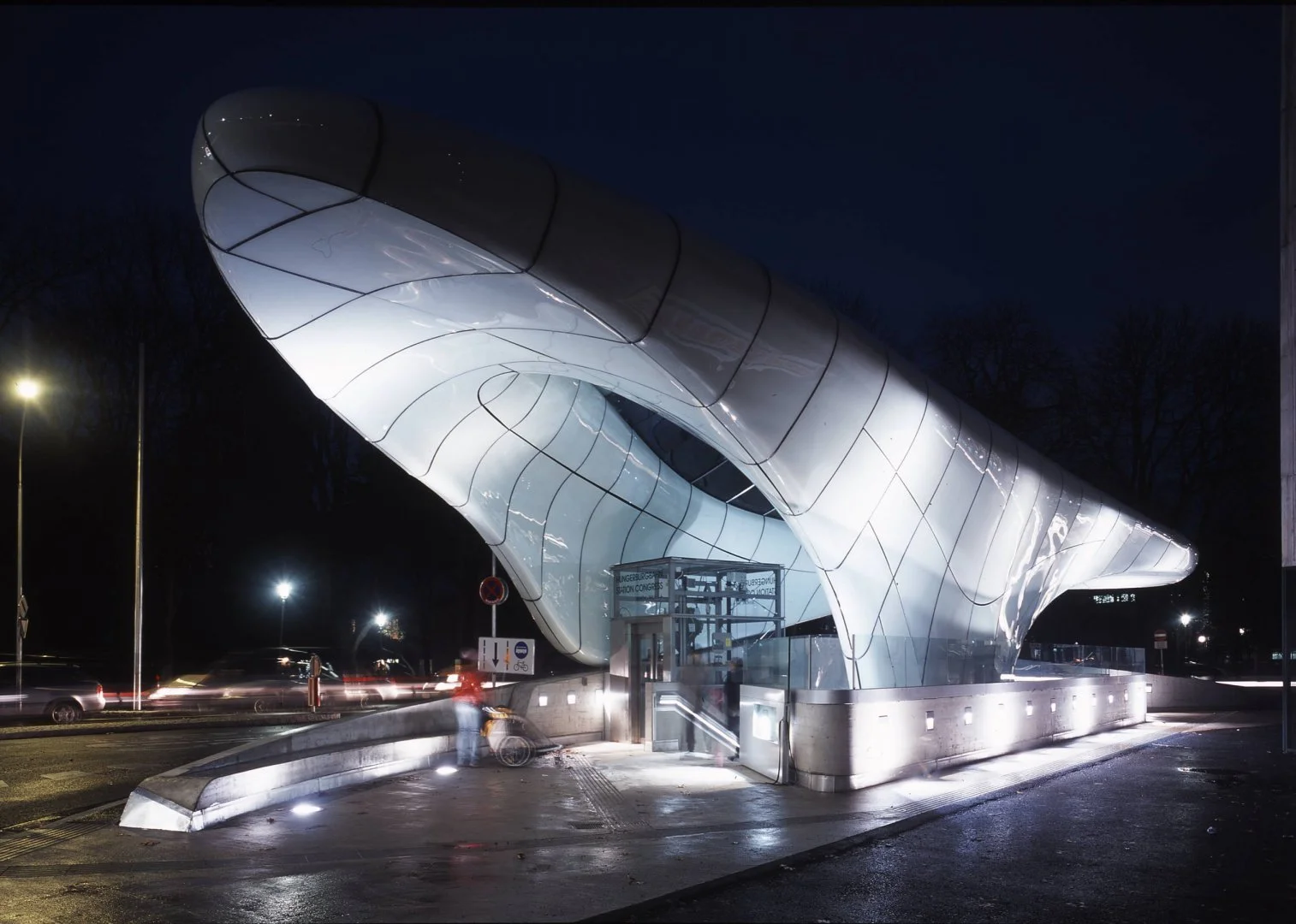 Nordpark Railway Station at Street Level by Zaha Hadid. Photo via www.zaha-hadid.com