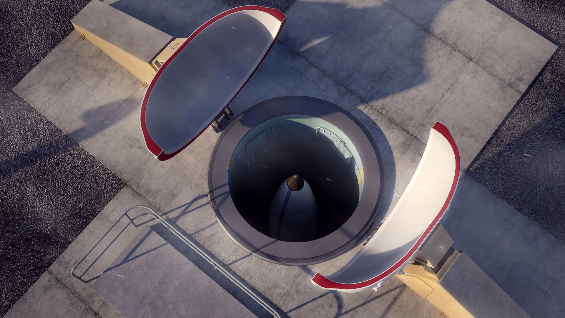 Project: Frame from a defense missile animation Contribution: Concept, art direction, 3d modeling, lighting, texturing, matte painting and animation