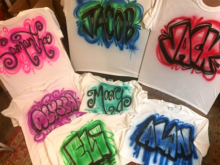  Tees with names in choice of writing style and favorite color!