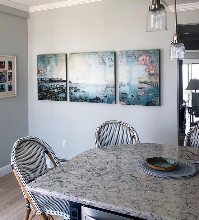 Installed this custom 74&rdquo;x36&rdquo; commissioned painting in the most beautiful beach home today.