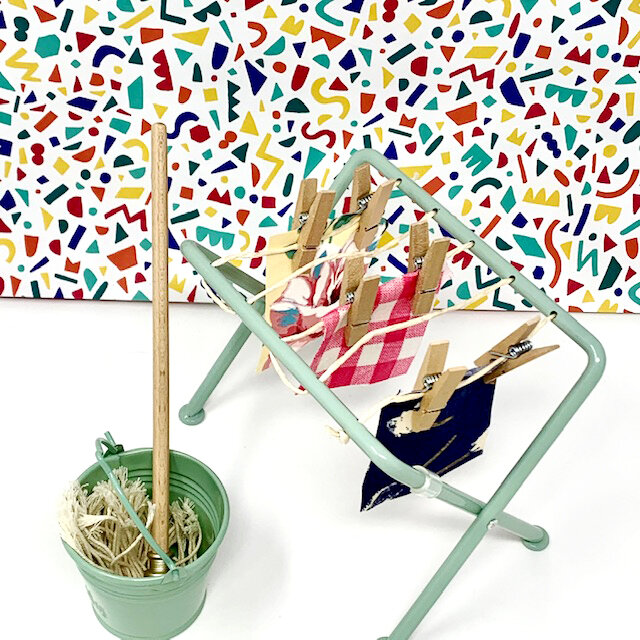 MAILEG MINI DRYING RACK &amp; BUCKET AND MOP