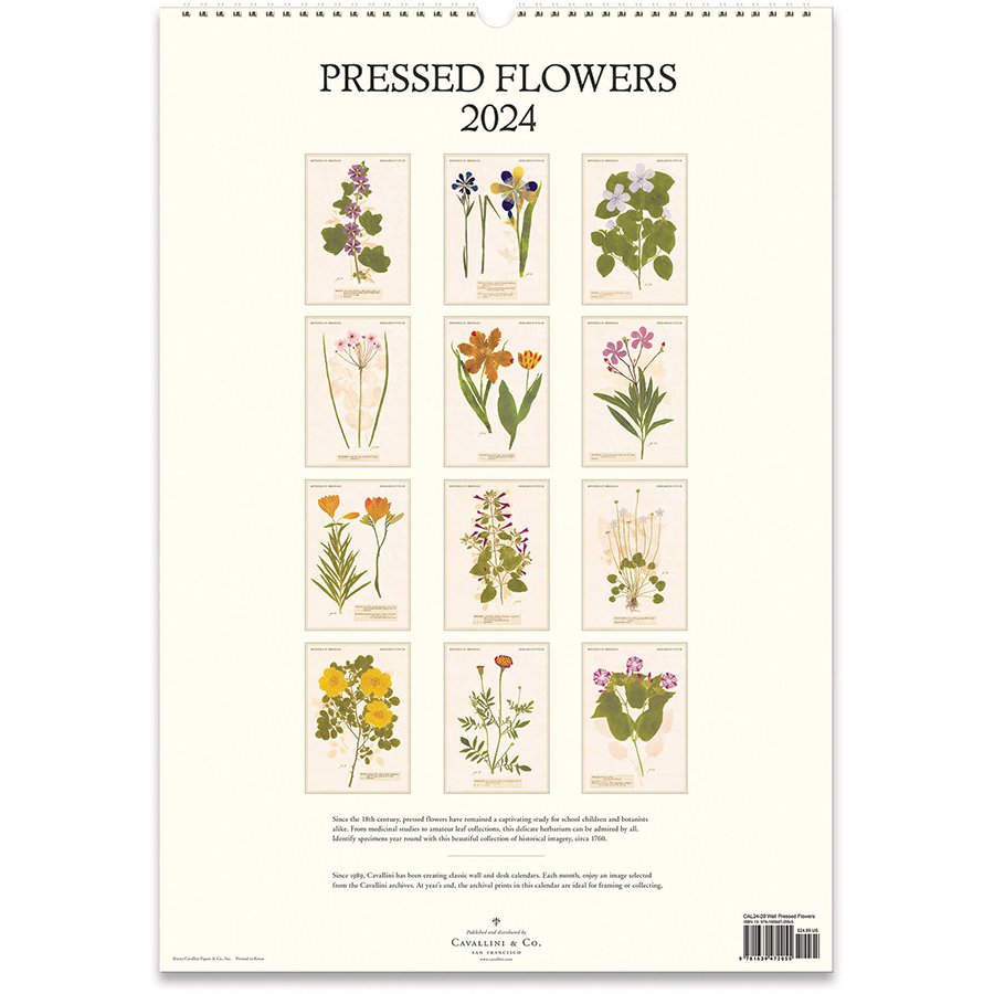 CAVALLINI 2024 PRESSED FLOWERS WALL CALENDAR — Pickle Papers