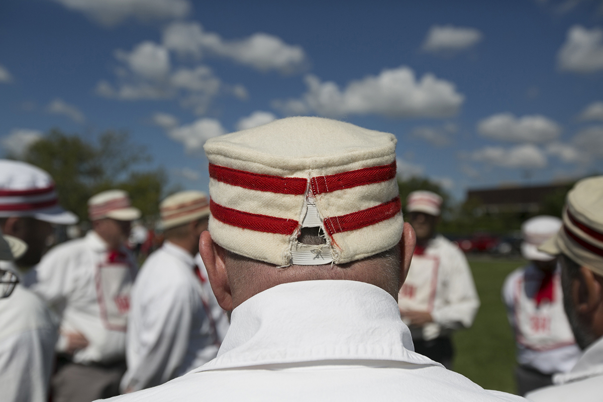  Columbus’ Ohio Village Muffins member Dan Lehman’s wool vintage baseball hat is just one piece of the authentic uniforms that members of the vintage baseball leagues wear during the Ohio Cup games, baseball games that draw vintage leagues from all o