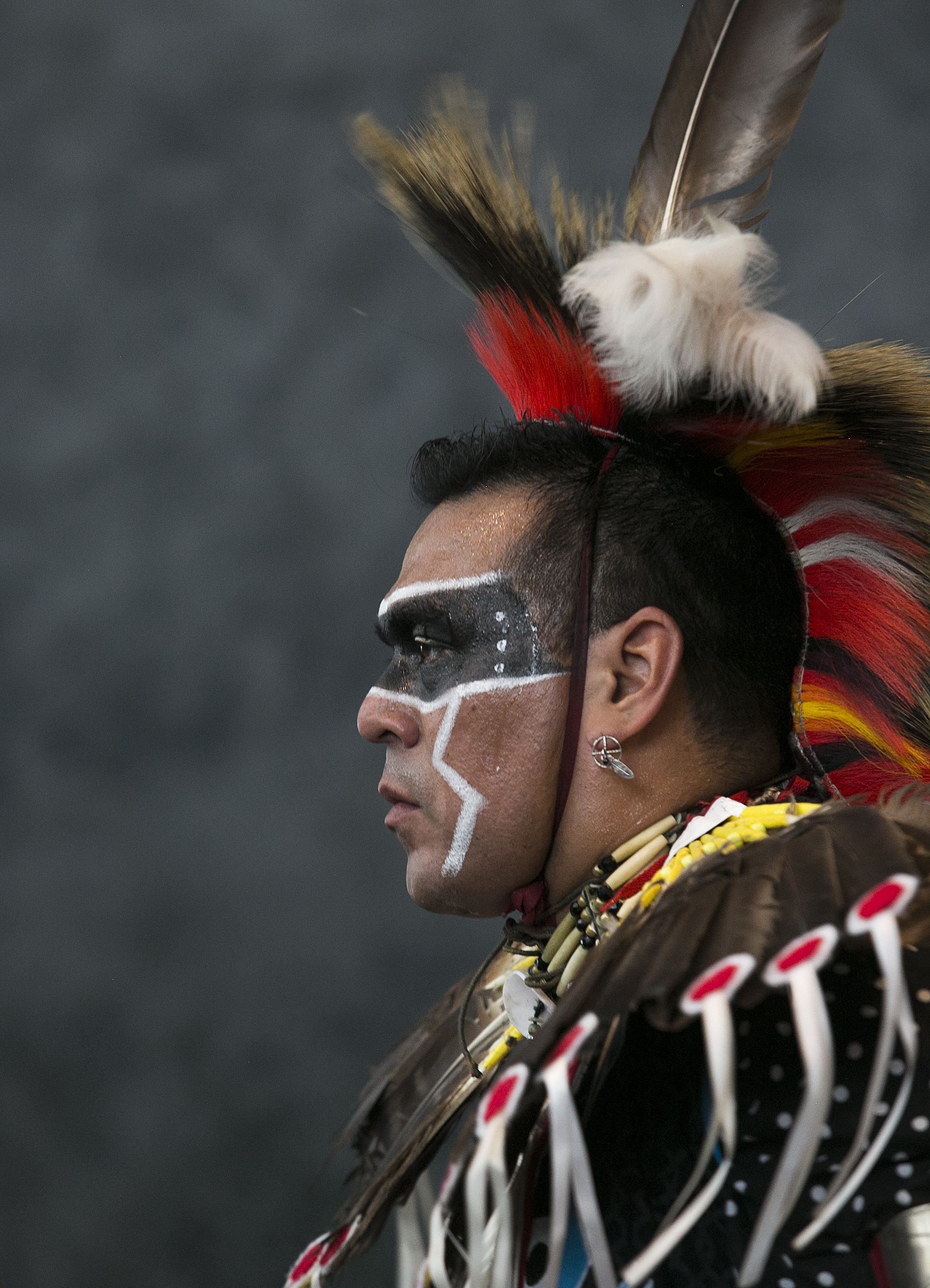 Raul Figueroa participates in an intertribal dance Saturday, April 2 at the CC March Pow wow where intertribal dances were performed for visitors to the 2017 CC Native American Exhibition Powwow. 