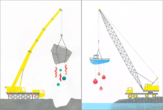 Above left to right: Found Under a Rock (2016) and Found at Sea (2016)