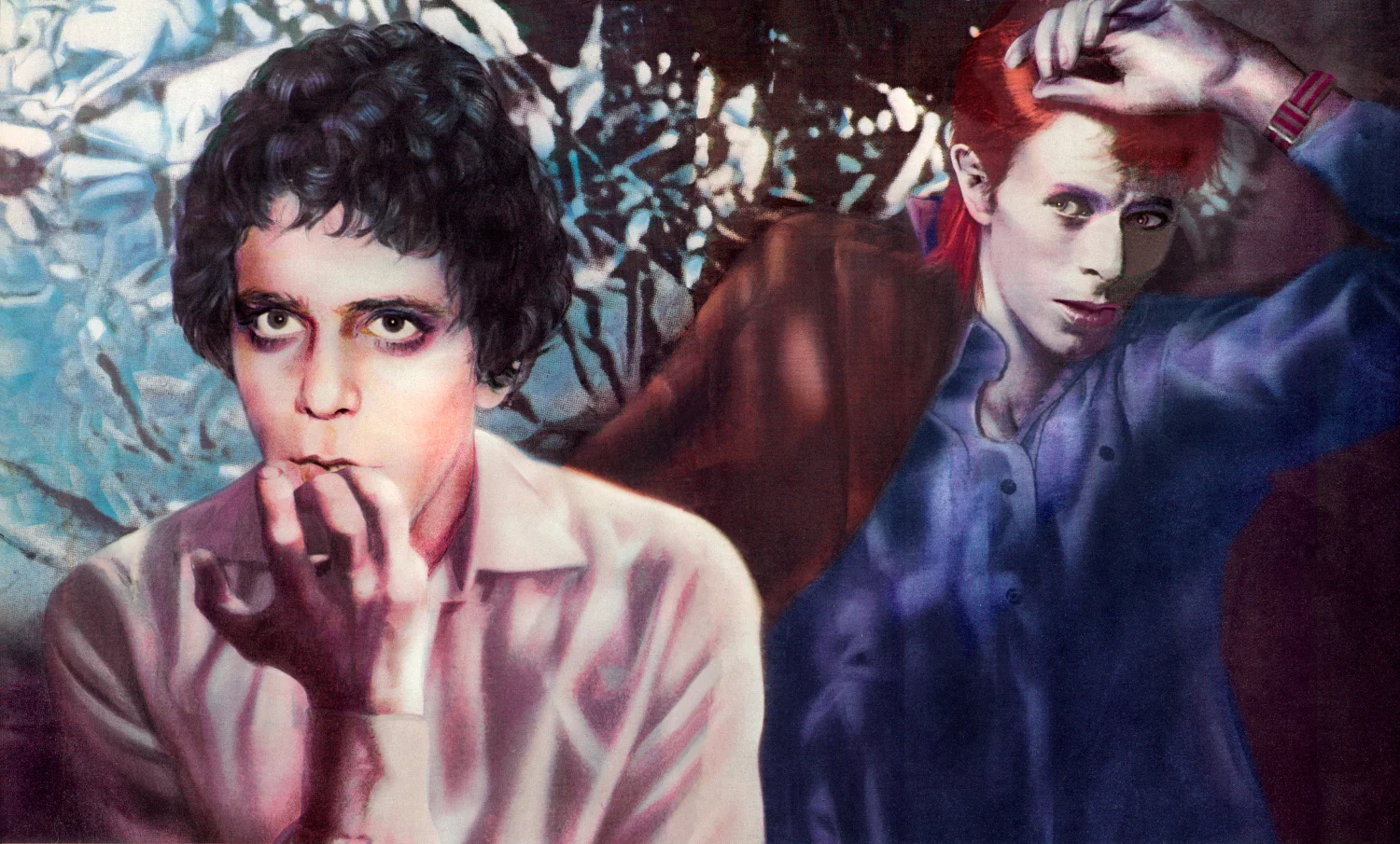 Lou Reed and David Bowie by Guy Peellaert, from Rock Dreams (1970-1973).