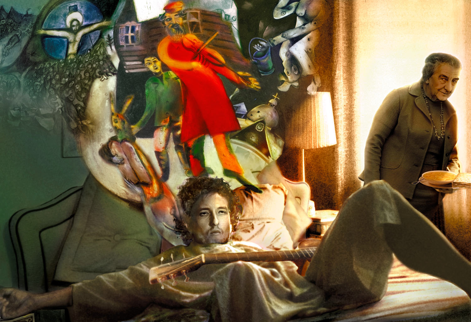 Guy Peellaert. Promised Lands (Bob Dylan and Gold Meir) from Twentieth Century Dreams (1995-1999).