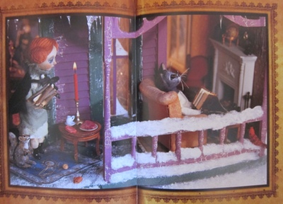 The Cat Who Wouldn't Come Inside, by Cynthia von Buhler. (The illustrations are photographs of a set the artist designed and created - using clay, hand sewn clothing, a homemade dollhouse, and various other materials)