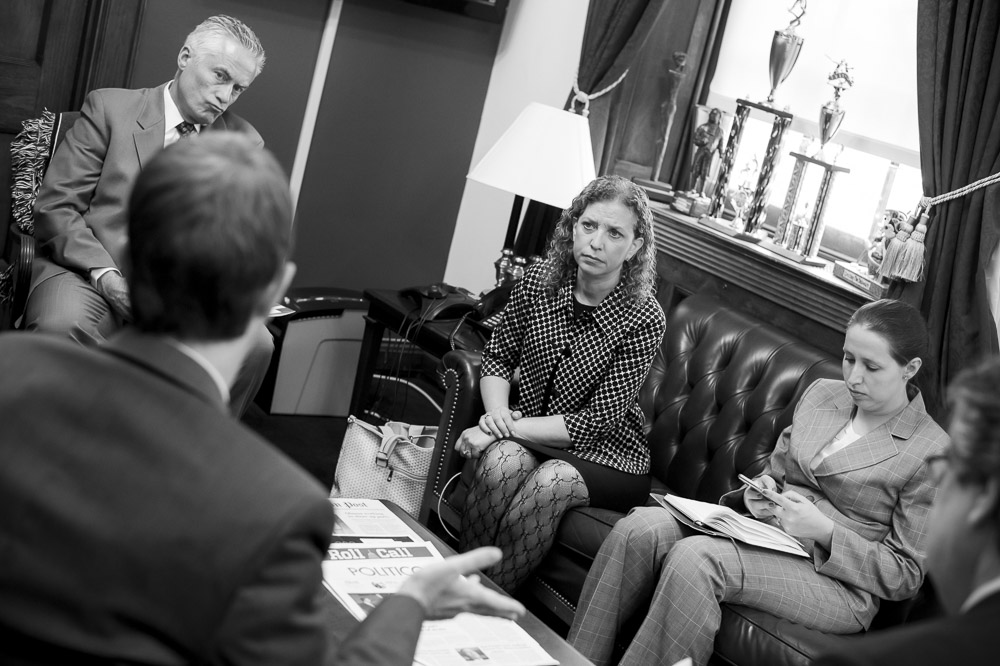 Democrat National Committee chairwoman Debbie Wasserman Schultz meets with constituents on Capitol Hill. April 27, 2016
