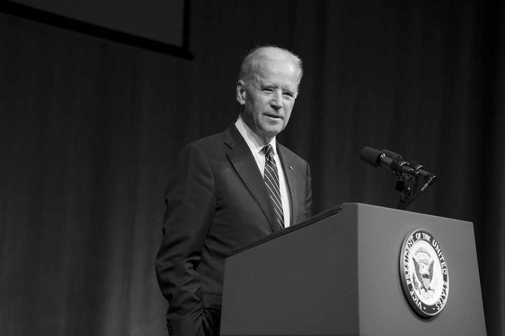 Vice President Joe Biden delivers remarks at a memorial service for James Brady, former press secretary for President Ronald Reagan. Oct. 10, 2014