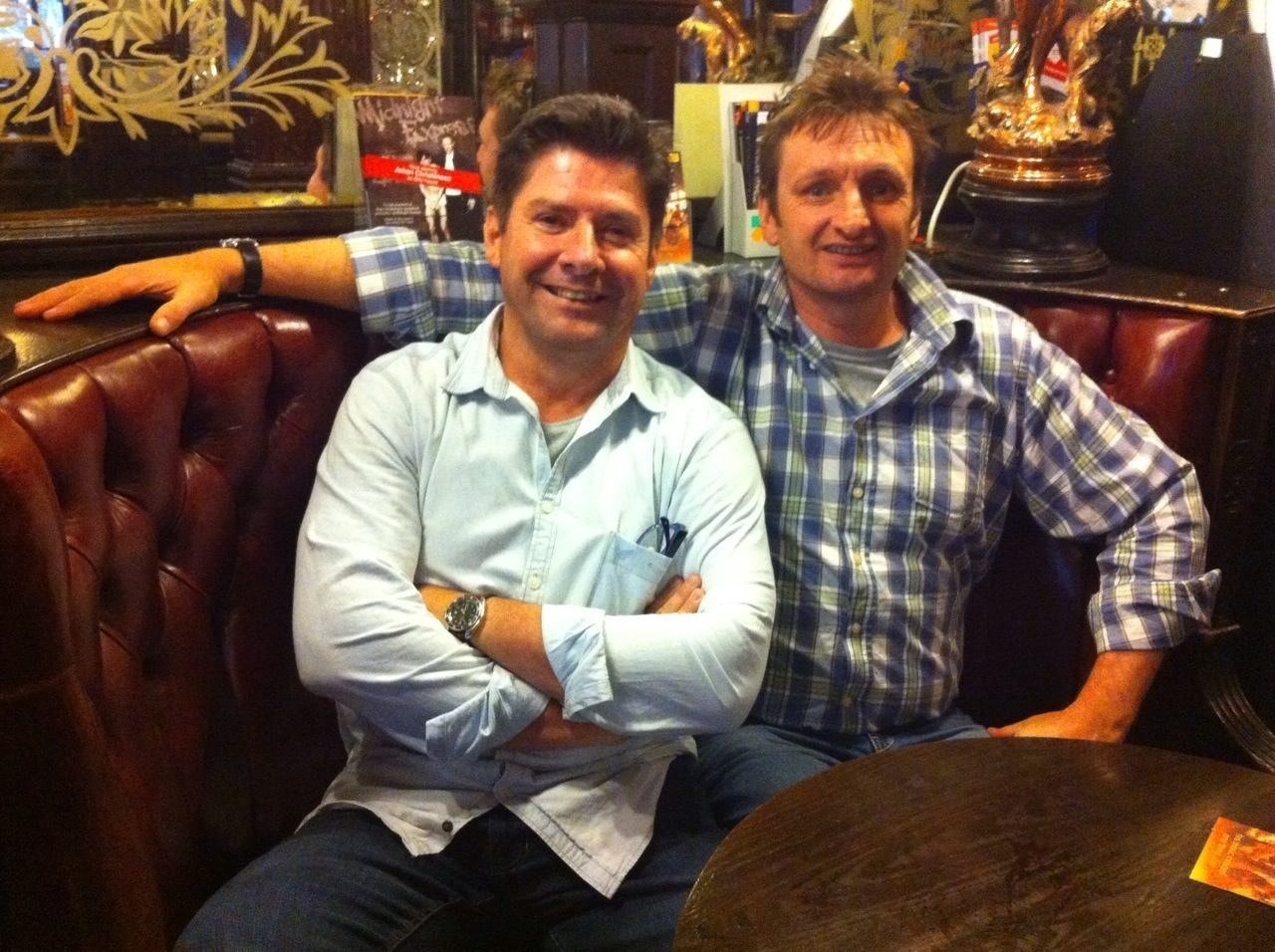 Here I am with one of my best mates Dick, at the Salisbury where I was with our families back in 2009 for a drink - down to the exact same seat!